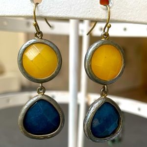 Blue and Yellow Drop Earrings